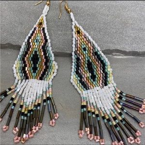 80’s Boho Beaded Fringe Earrings